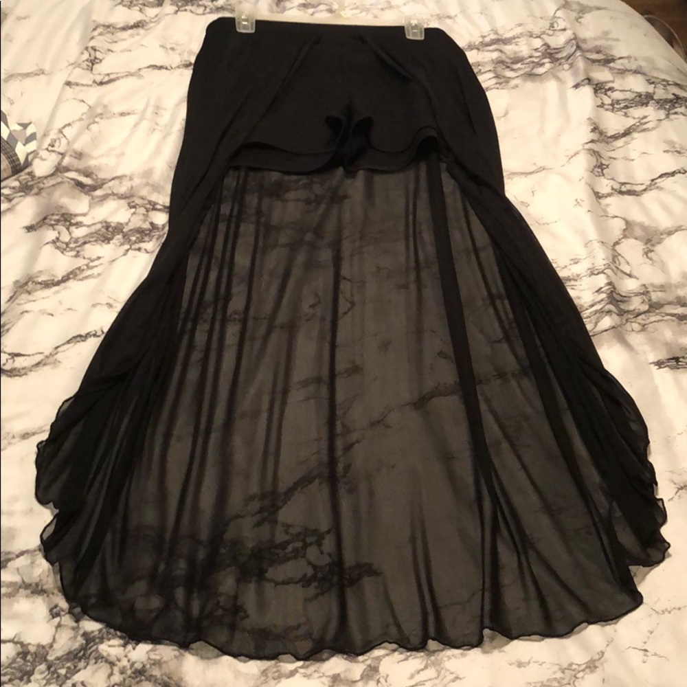 Black shorts with black train attached